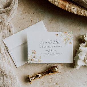 Klassieke Boho Blush Wildflower Horizontale bruilo Save The Date