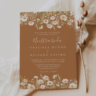 Klassieke Boho Blush Wildflower Nuestra Boda bruil Kaart