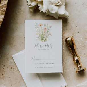 Klassieke Boho Blush Wildflower Wedding RSVP Kaartje