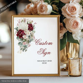 Klassieke Boho Bourgondië Witte Roos Custom Weddin Poster