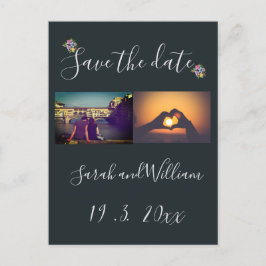 Klassieke Boho Chic Bloemige Marineblauwe Trouwdag Aankondigingskaart