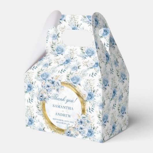 Klassieke Boho Lichtblauw Goud Wedding Favoriet Bo Bedankdoosjes (Voorkant Zijde)