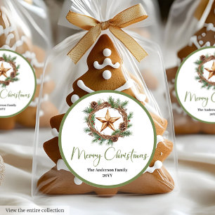 Klassieke Boho Neutrale Kleur Kerst Ronde Sticker