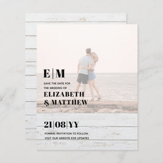 Klassieke BOLD FOTO OVERLAY Save the Dates BUDGET (Voorkant / Achterkant)