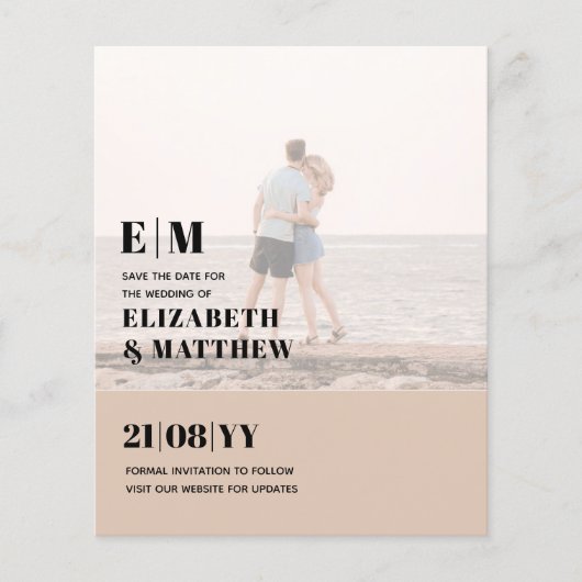 Klassieke BOLD FOTO OVERLAY Save the Dates BUDGET Flyer (Voorkant)
