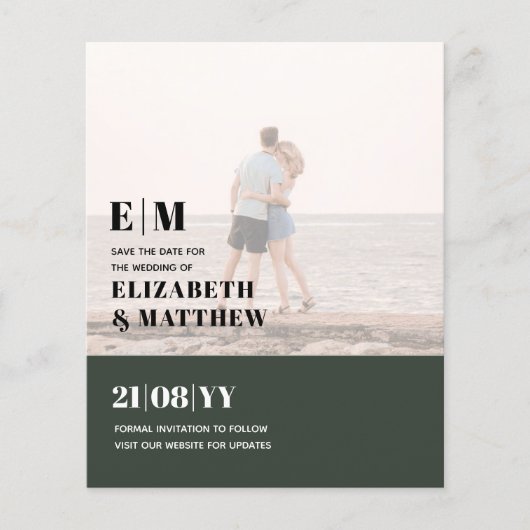 Klassieke BOLD FOTO OVERLAY Save the Dates BUDGET Flyer (Voorkant)