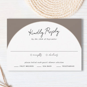 Klassieke Boog Trouwkoepel Modern Taupe Trouwen RSVP Kaartje