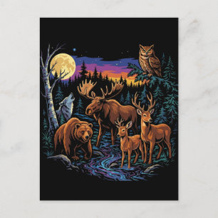 Klassieke bos dieren eland beer wolf herten briefkaart