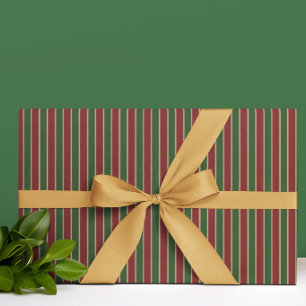 Klassieke bosgroene rode gouden gestreepte cadeaupapier