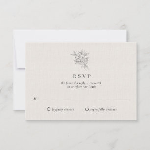 Klassieke botanische beige bruiloft RSVP kaartje