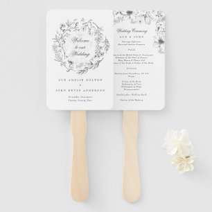 Klassieke Botanische Bloemen Bruiloft Handwaaier
