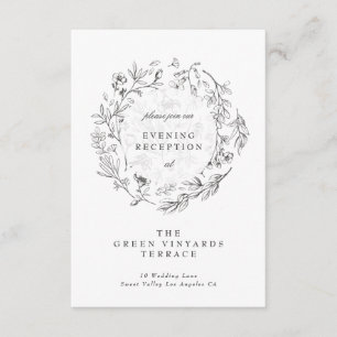 Klassieke Botanische Bloemen Huwelijksreceptie Informatiekaartje