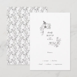 Klassieke botanische Floral Wreath Wedding RSVP Kaartje