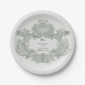 Klassieke Botanische Groene Tuinfeest Bruiloftsthe Papieren Bordje (Voorkant)