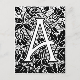 Klassieke botanische letter A-monogram Arts & Craf Briefkaart