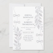 Klassieke botanische lintlijn kunst elegante trouw kaart (Voorkant)