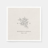 Klassieke botanische monogram bruiloft servet (Voorkant)