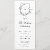 Klassieke botanische monogrammed de bruiloft crest programma (Achterkant)