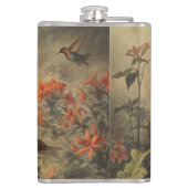 Klassieke botanische scène van kolibries en bloeme heupfles (Achterkant)