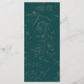 Klassieke BOTANISCHE TEAL GOUD Huwelijk Menu (Achterkant)