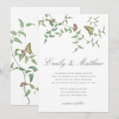 Klassieke Botanische Vlinder Bruiloft Vintage Kaart (Voorkant / Achterkant)