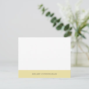 Klassieke Botercreme Gele Kleur Blok Naam Plat Notitiekaartje