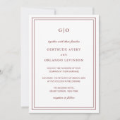 Klassieke Bourgondische elegante bruiloft Kaart (Voorkant)