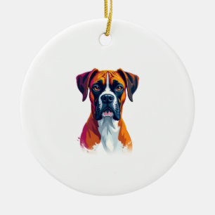 Klassieke Boxer Hond Portret Kleur Spetter Pop Art Keramisch Ornament