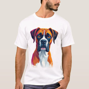Klassieke Boxer Hond Portret Kleur Spetter Pop Art T-shirt