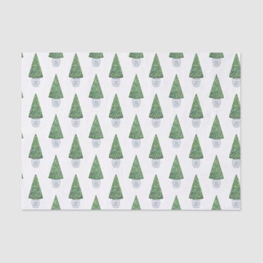 Klassieke Boxwood Topiary en Blauwe Witte Chinese  Tissuepapier (Voorkant)