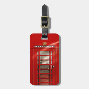 Klassieke Britse rode telefoondoos op maat Bagagelabel