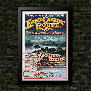 Klassieke Britse spoornetwerkroute-advertentie Poster