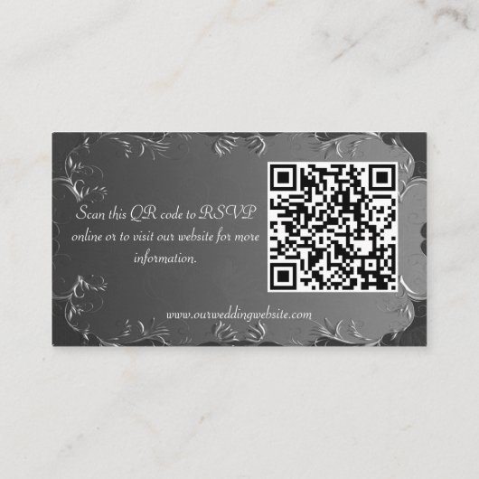 Klassieke Bruiloft Donker Zilveren Bruiloft Websit Informatiekaartje (Achterkant)