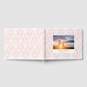 Klassieke bruiloft Elegant Damask Pattern Peach Co Gastenboek (Volledig)