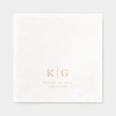 Klassieke bruiloft Monogram Datum Locatie Goud Folie Servetten (Voorkant)