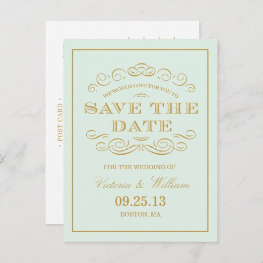 KLASSIEKE BRUILOFT | SLA DE DATUM VAN AANKONDIGING (Voorkant / Achterkant)