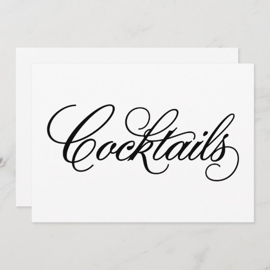 Klassieke | Bruiloftscocktailschild Kaart (Voorkant / Achterkant)