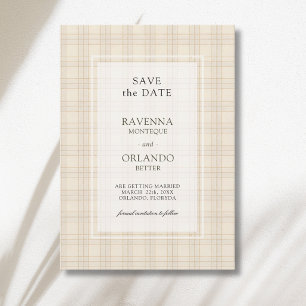 Klassieke bruine cappuccino kariert rustieke trouw save the date