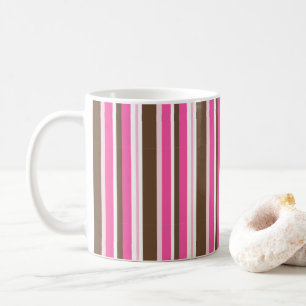 Klassieke bruine en roze gestreepte koffiemokken koffiemok