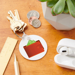 Klassieke bruine leren portefeuille met contant ge sleutelhanger