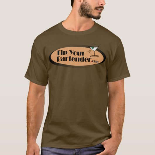 Klassieke bruine tip Uw Bartender.com T T-shirt (Voorkant)
