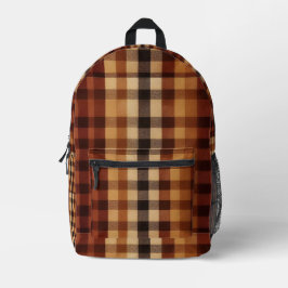 Klassieke Buffalo Plaid Rustic Brown & Terracotta Bedrukte Rugzak