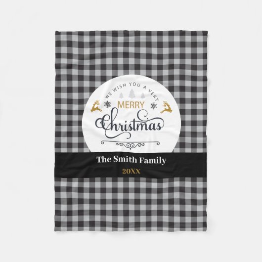 Klassieke Buffalo Pset Check Merry Kerstry Fleece Deken (Voorkant)