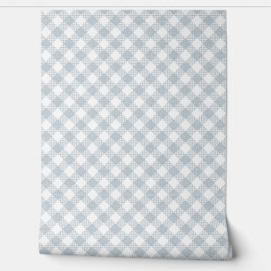 Klassieke Buffel Check Plaid White in Dusty Blue Behang
