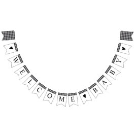 Klassieke buffelwitte Baby shower met Plays Black Vlaggetjes