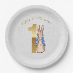 Klassieke Bunny konijn Eerste Verjaardag Papieren Bordje