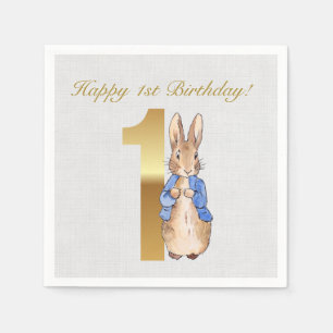 Klassieke Bunny konijn Eerste Verjaardag Servet