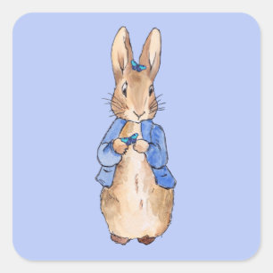 Klassieke Bunny Rabbit blauwe jas Vierkante Sticker