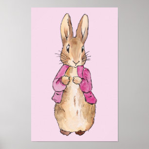 Klassieke Bunny Rabbit roze jas kinderkamer kunst Poster