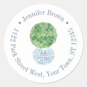 Klassieke Buxus Topiary Retouradres Ronde Sticker